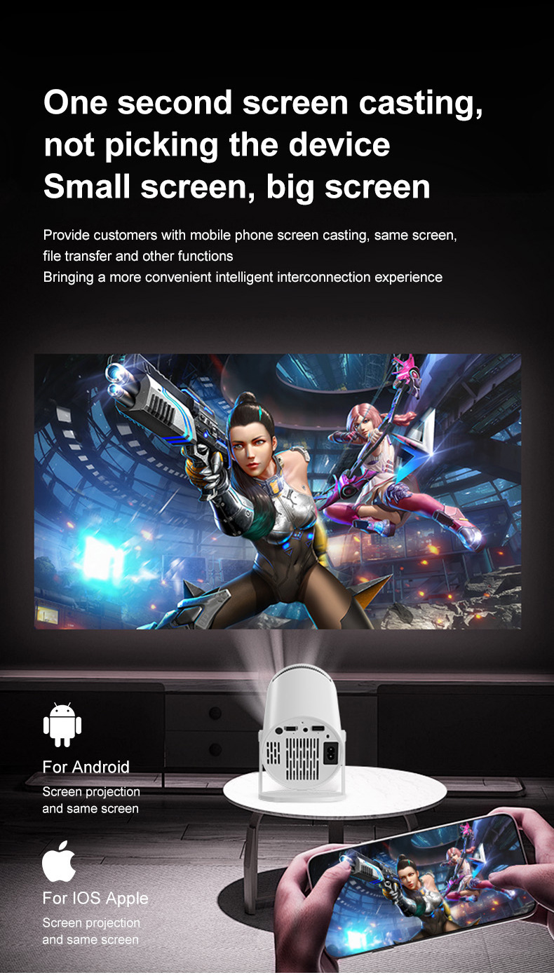 Mini Portable Home Projector with Built‑in Support 1080P HD Small Movie Projector for Home Entertainment & Outdoor Use