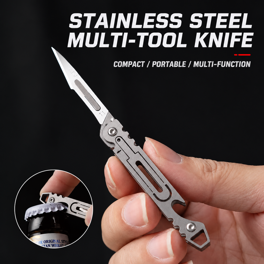 Stainless Steel Folding Utility Knife, QuickOpen Sharp Scalpel, Portable Unboxing Cutter
