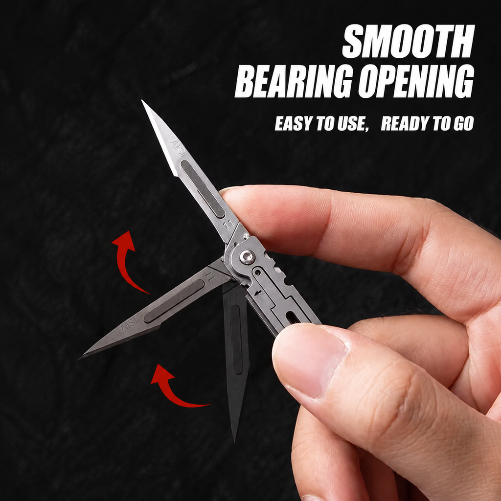 Stainless Steel Folding Utility Knife, QuickOpen Sharp Scalpel, Portable Unboxing Cutter