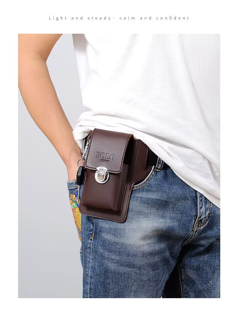 Universal Cell Phone Pouch PU Leather Multi Function Belt Holster Case with Belt Loop Hook Universal Mobile Bags for iPhone
