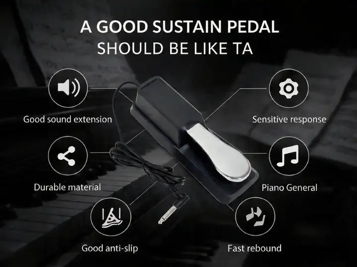 Universal Digital Piano Sustain Pedal, 6.35mm Audio Jack, Compatible with Electronic Keyboard & MIDI Keyboard, Musical Instrument Foot Controller