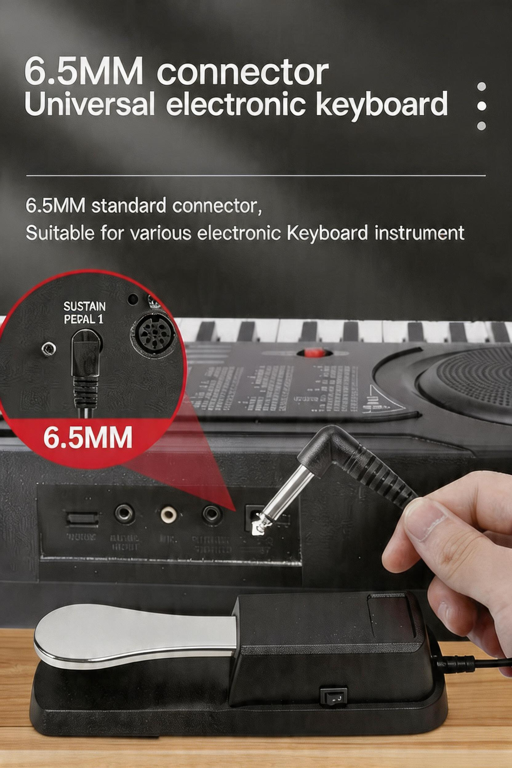 Universal Digital Piano Sustain Pedal, 6.35mm Audio Jack, Compatible with Electronic Keyboard & MIDI Keyboard, Musical Instrument Foot Controller