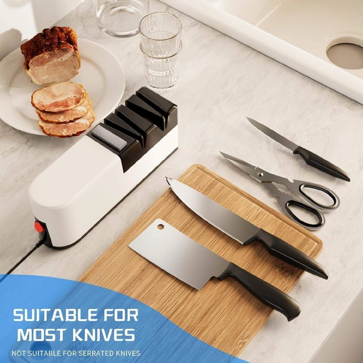 Electric Knife Sharpener, Household Multifunctional Automatic Sharpener, Fast Sharpening Tool for Kitchen Knives & Scissors