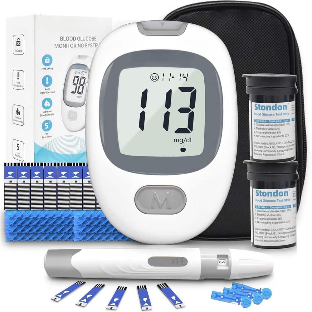Blood Glucose Monitor Glucometer Blood Sugar Diabetes Tester Kit + 50 pcs Test Strips + 100pcs Lancets Needles