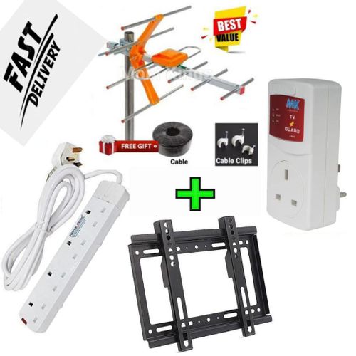 Tv Guard+Free 14-43" TV Wall Bracket+ Extension+ Free Tv Aerial+10 cable clips
