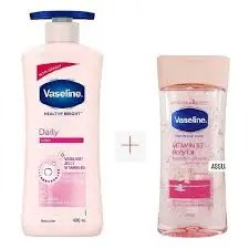 725ml Vaseline Daily Brightening Even Tone Lotion + Intensive Care Vitamin B3 Body Oil 200ML