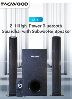 Tagwood 7500W 2.1CH Multimedia Bluetooth Woofer Speaker System Subwoofer Soundbar BT/USB/SD/FM Subwoofer Home Audilo System Soundbar with Remote Control S1 Speaker bass