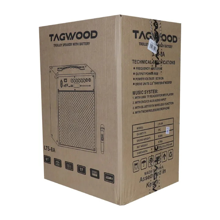 Tagwood LTS-8A Trolley Speaker Porteable Portable Speaker Subwoofer Outdoor Speaker ,Bluetooth,Free Wireless Microphone a Built in Battery Woofer Woofer