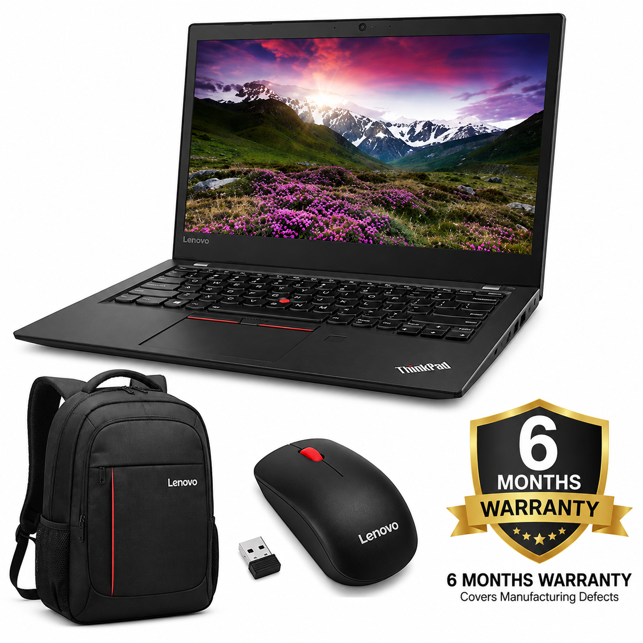 Lenovo ThinkPad T470, Intel Core i5, 4 GB RAM, 128 GB SSD, 6th Generation, 14" Display, 1080p FHD -Black + Bonus Laptop Bag & Mouse