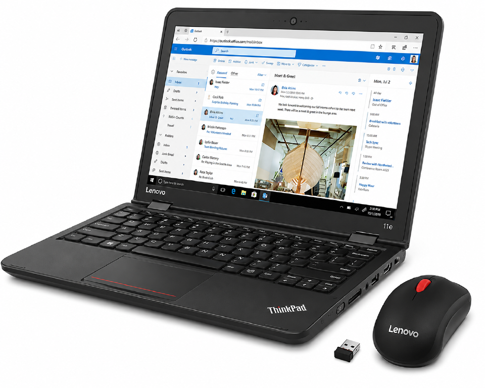 Bonus Free Mouse | Lenovo ThinkPad 11E, Non- Touch, Intel Celeron, 4 GB RAM, 128 GB SSD, 11.6" Display - Black