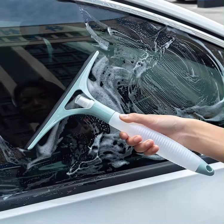2 in 1 Double-Sided Window & Glass Cleaner with Built-in Water Sprayer & Edge Scraper .