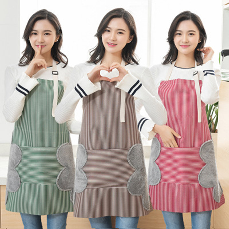 Kitchen Apron with Hand Wipe Pockets Waterproof and Oil Proof Cooking Apron