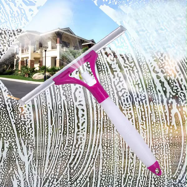 2 in 1 Double-Sided Window & Glass Cleaner with Built-in Water Sprayer & Edge Scraper .