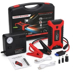 Multi-Function Car Jump Starter & Portable Power Bank Kit with Air Compressor Tyre Inflator and LED Torch (10-Piece Emergency Kit)