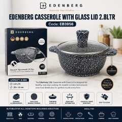 EDENBERG 2.8L Non-Stick Casserole Pot with Tempered Glass Lid
