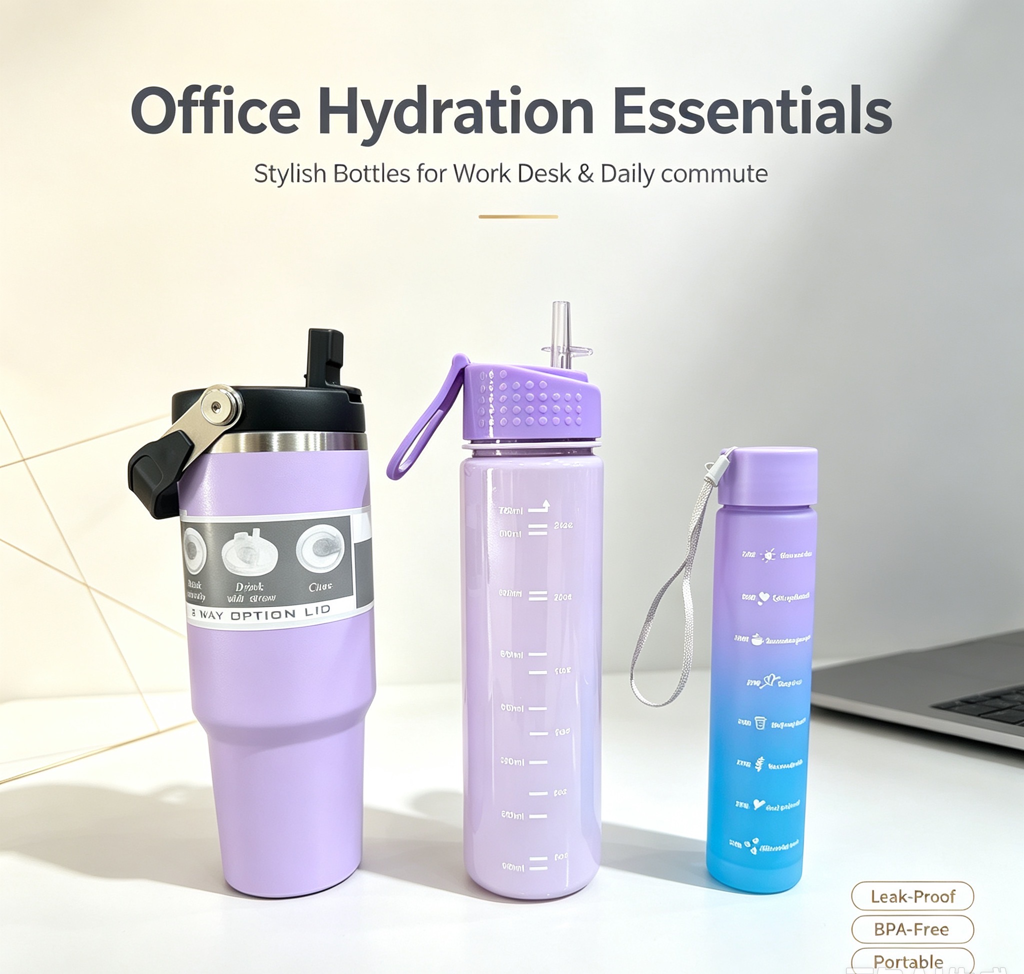 900ML Stainless Steel Car Cup 3-in-1 Set Introduction with 2 plastic water bottle Premium Quality Stainless Steel
Heat Resistant Durable & Impact Resistant Minimalist Office Design Perfect for Travel