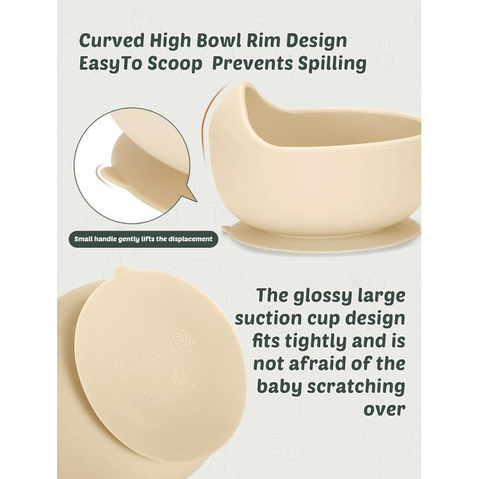 6PCS Silicone Baby Feeding Set Baby Led Weaning Supplies Includes Suction Bowls and Divided Plates Adjustable Bib Baby Utensils Spoons and Forks Cup Baby Feeding Essentials