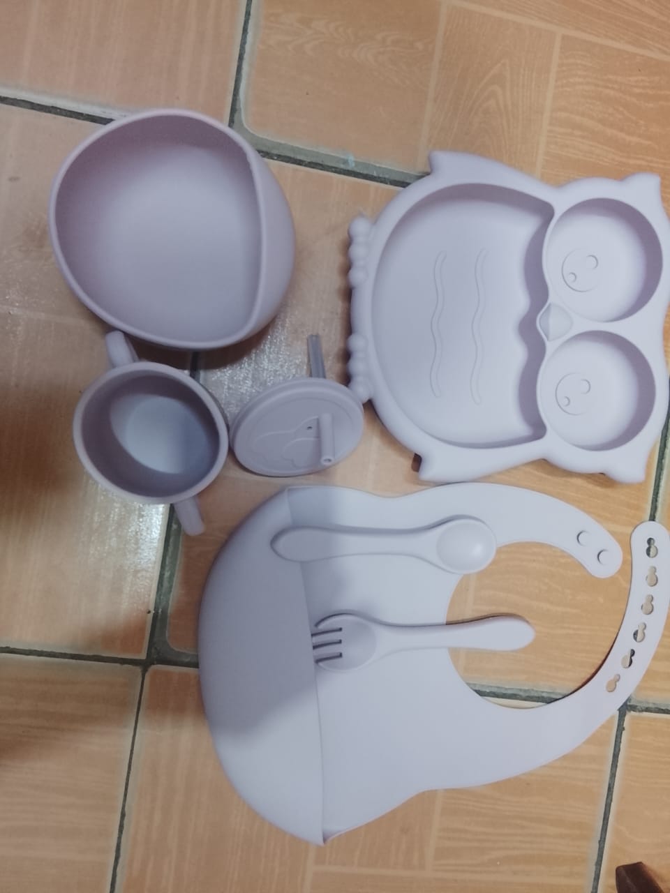 6PCS Silicone Baby Feeding Set Baby Led Weaning Supplies Includes Suction Bowls and Divided Plates Adjustable Bib Baby Utensils Spoons and Forks Cup Baby Feeding Essentials