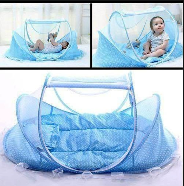 Baby zip closer mosquito net✨ Strong and durable ◼️with a mattress  Pillow and   Ringer