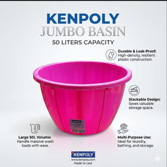 Kenpoly Jumbo Football Basin Ideal for laundry, cleaning, and household use Easy to clean and long-lasting 🧺
