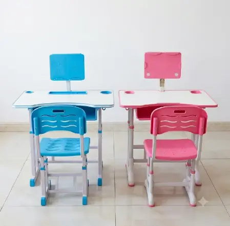 Kids Study table and chair  Has a book holder Has a rechargeable LED lights with adjustable brightness Designed for reading, writing, drawing, and homework, it features a convenient book holder