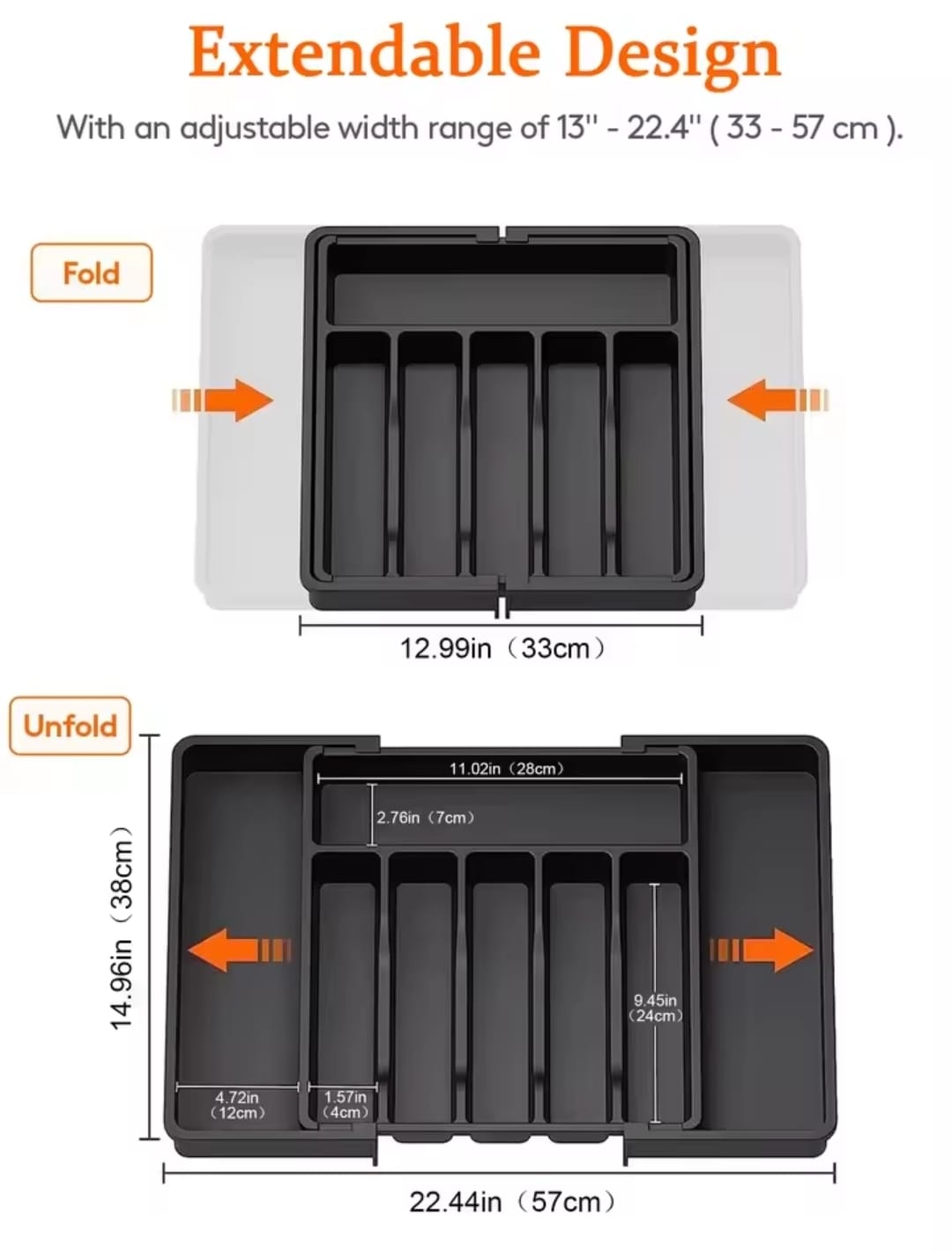 High Quality Expandable Cutlery Drawer Organizer - BPA Free Hard Plastic Adjustable Utensil Tray for Spoons, Forks, Knives & Kitchen Tools with Spacious Drawer Storage