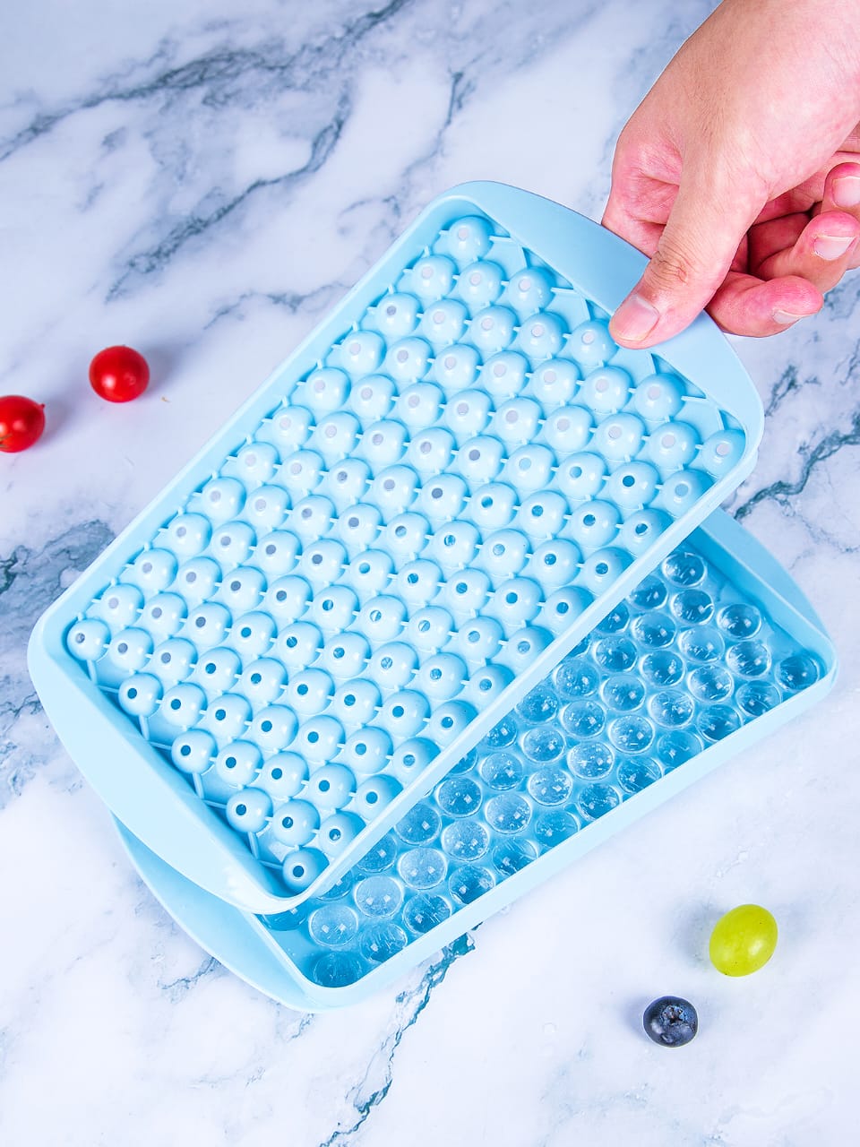104 Grid Mini Round Ice Cube Tray Mold with Lid – BPA-Free Food Grade Ice Maker for Easy Filling, Freezing & Release, Compact Kitchen Freezer Storage for Drinks, Cocktails & Everyday Use