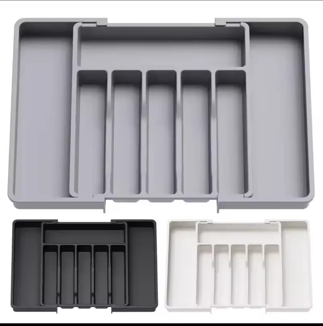 High Quality Expandable Cutlery Drawer Organizer - BPA Free Hard Plastic Adjustable Utensil Tray for Spoons, Forks, Knives & Kitchen Tools with Spacious Drawer Storage