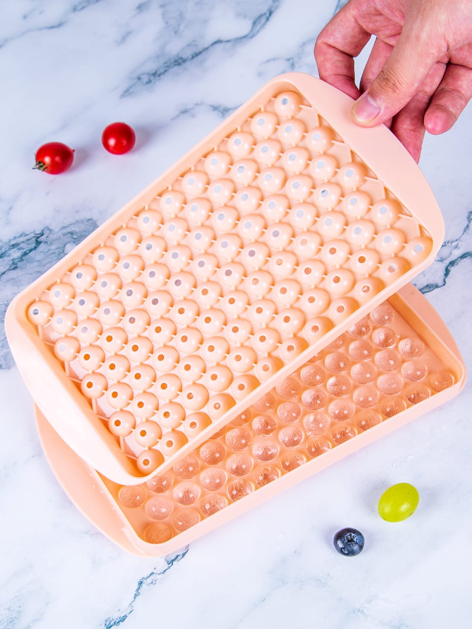 104 Grid Mini Round Ice Cube Tray Mold with Lid – BPA-Free Food Grade Ice Maker for Easy Filling, Freezing & Release, Compact Kitchen Freezer Storage for Drinks, Cocktails & Everyday Use
