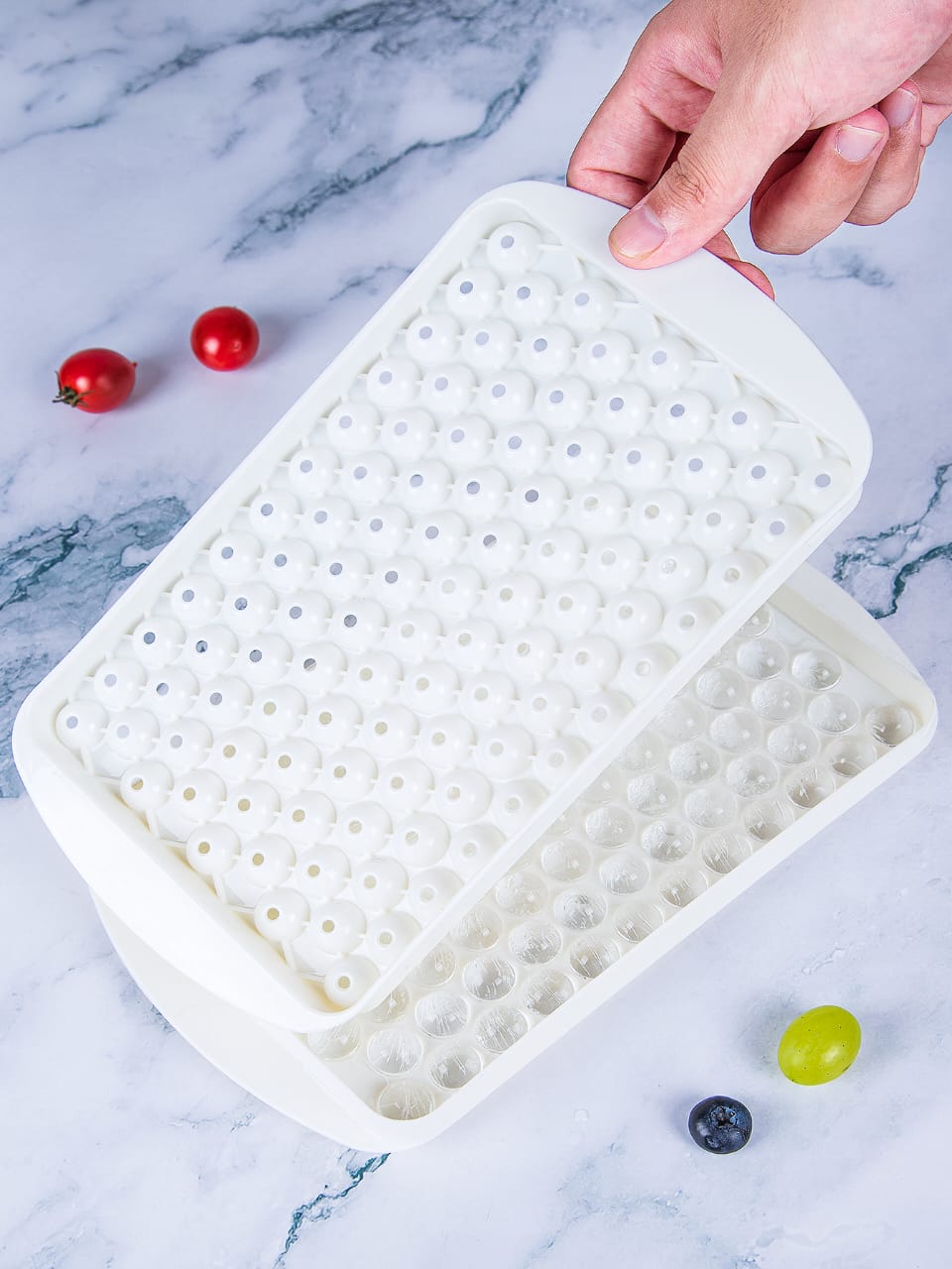 104 Grid Mini Round Ice Cube Tray Mold with Lid – BPA-Free Food Grade Ice Maker for Easy Filling, Freezing & Release, Compact Kitchen Freezer Storage for Drinks, Cocktails & Everyday Use