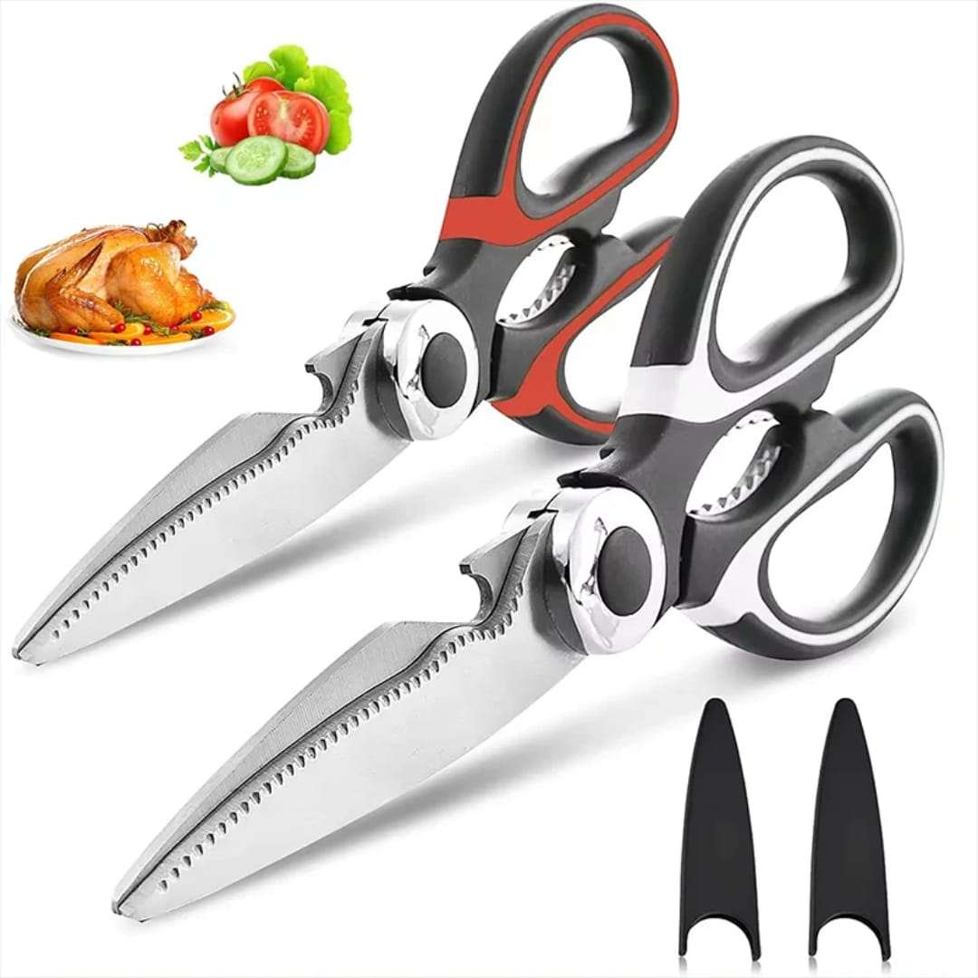 Kitchen Multipurpose Scissors – Stainless Steel Kitchen Shears with Protective Cover, Comfort Grip & Rust-Resistant Design for Chicken, Poultry, Fish, Meat, Herbs & General Kitchen Use