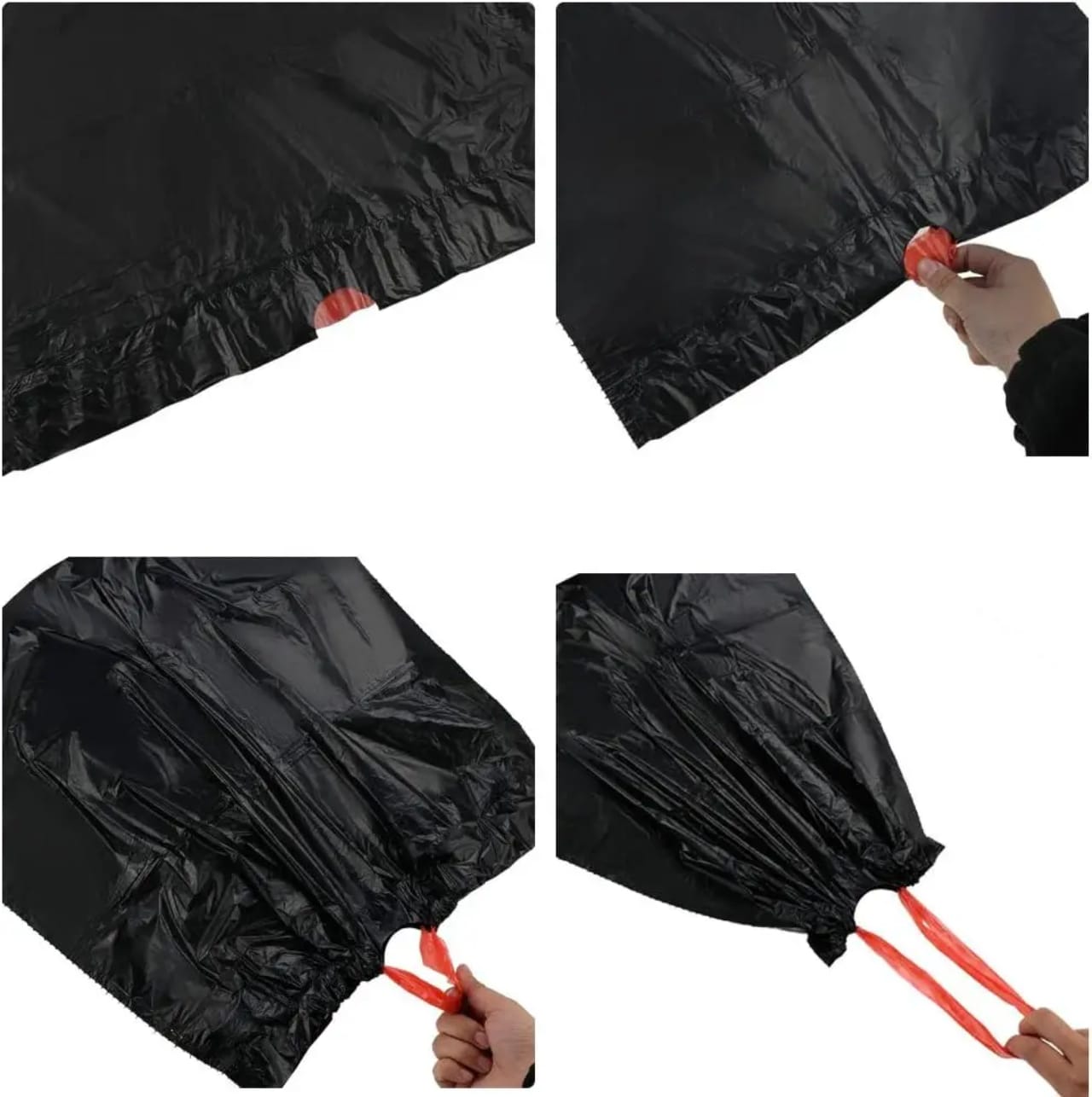 100pcs Extra Strong Trash Bags with Drawstring – Durable Leak-Resistant Garbage Bin Liners with Easy Tear-Off Perforation, Large Capacity Waste Bags for Kitchen, Office and Household Use