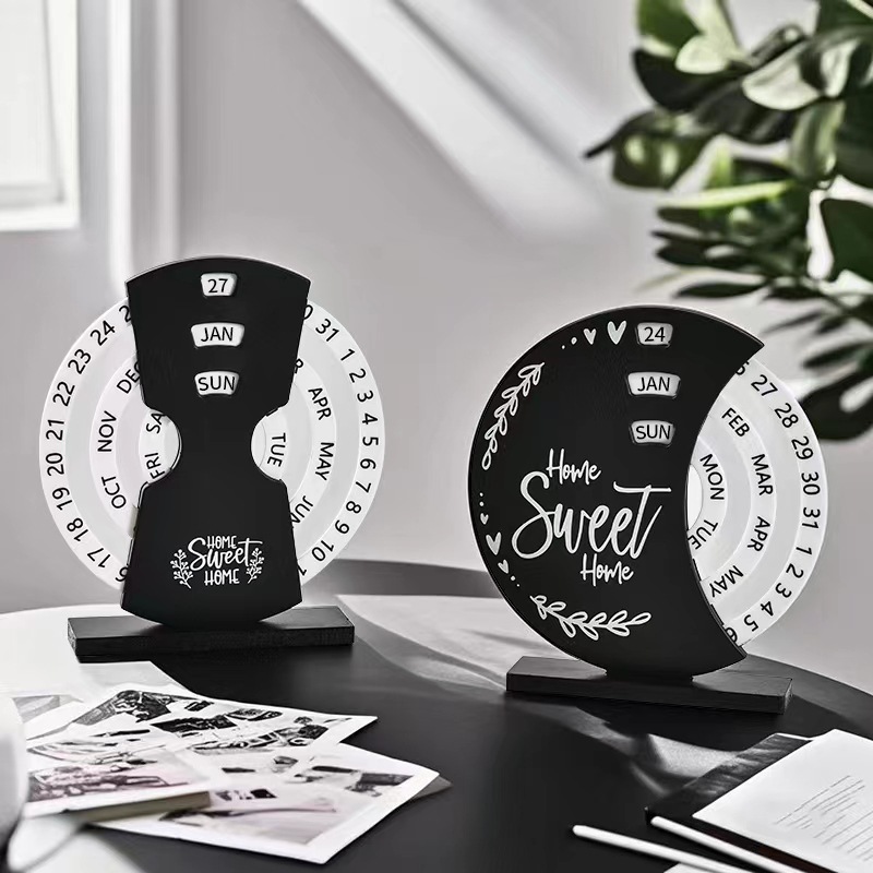 Perpetual Wooden Block Calendar with Rotating Date & Month Blocks – Elegant Reusable Desktop Calendar for Home, Office, Desk Décor, Workspaces and Everyday Date Display