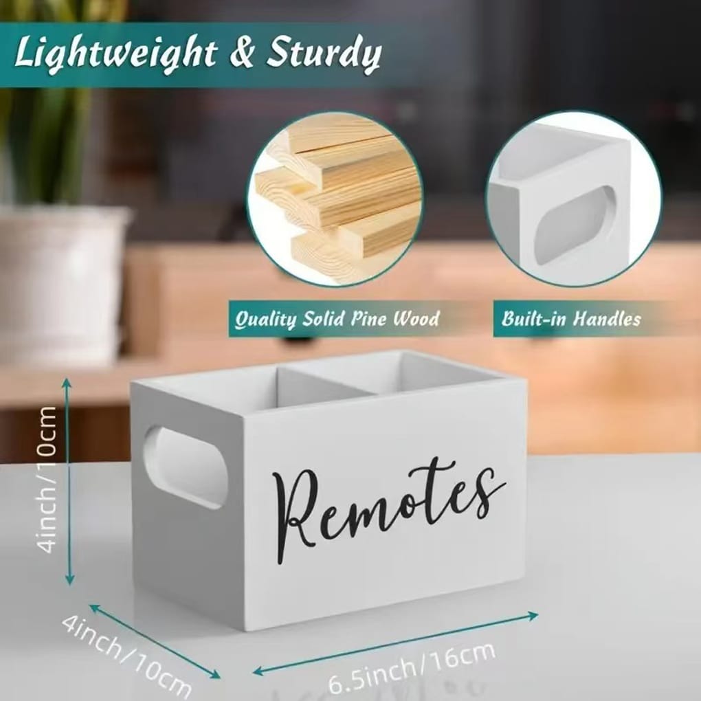 Remote Control Organizer Box – Stylish Multi-Compartment Storage Holder for TV, AC and Other Remote Controls, Compact Portable Space-Saving Desktop Organizer for Home, Office and Living Room