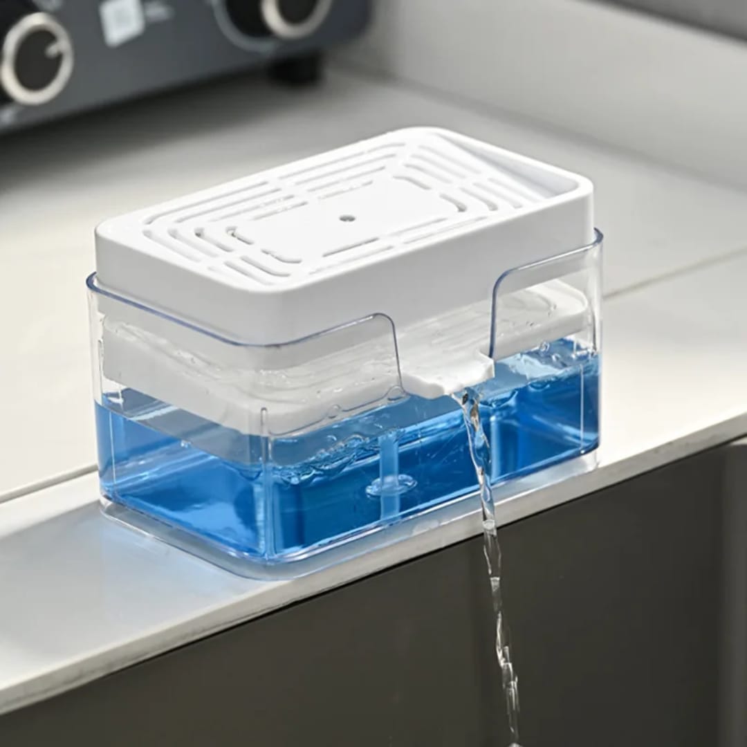 Creative Kitchen Sink Drain Soap Dispenser with Sponge – Multi-Purpose Sink Organizer for Liquid Soap, Sponge Storage, Dishwashing, Kitchen Countertop & Everyday Cleaning