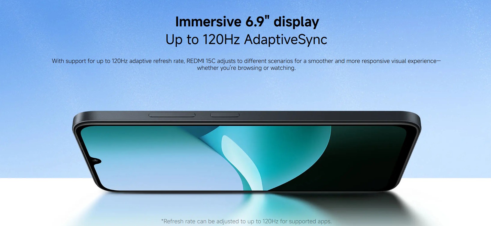 REDMI 15C 128GB/256GB Storage Up to 8(4+4)GB/12GB Ram 4GB+256GB & 8GB+256GB 6.9'' FHD Immersive Display 50MP Main Cam +8MP Front 6000mAh 33W Fast Charger Xiaomi Hyper OS Side Fingerprint Smartphones.
