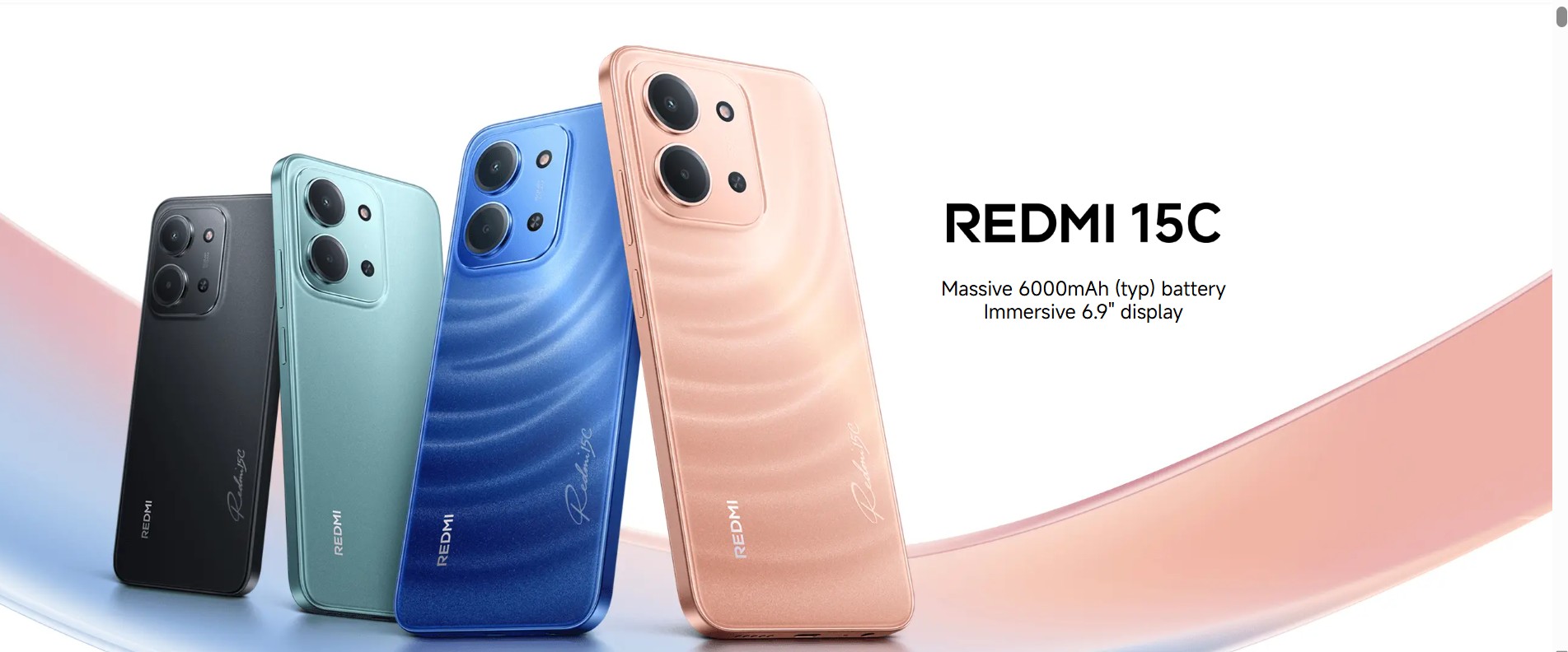 REDMI 15C 128GB/256GB Storage Up to 8(4+4)GB/12GB Ram 4GB+256GB & 8GB+256GB 6.9'' FHD Immersive Display 50MP Main Cam +8MP Front 6000mAh 33W Fast Charger Xiaomi Hyper OS Side Fingerprint Smartphones.