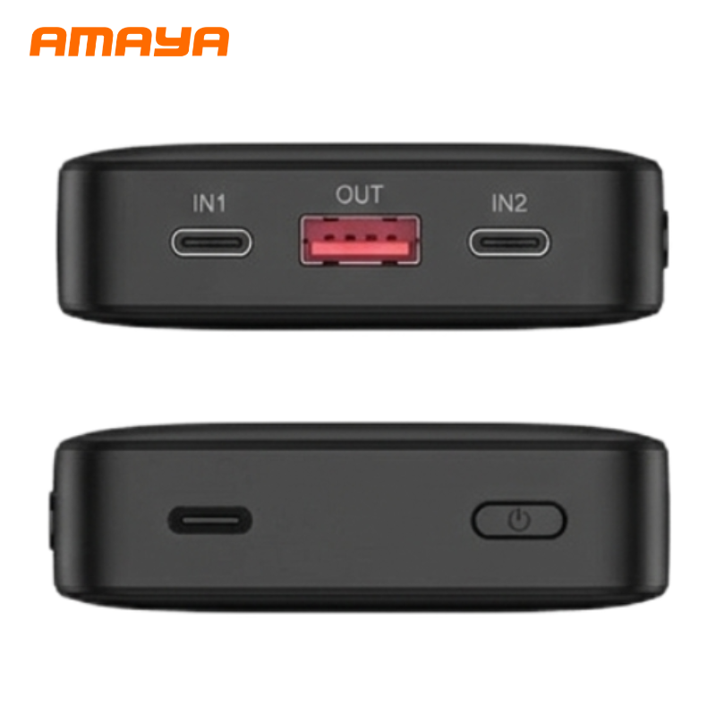 Amaya 10000 Power Bank APB-F229 22.5W Super Fast Charging 10000mAh with 4 Built-in Cables Type C Lightning Micro USB Rechargeable Portable Charger Digital LED Display Anti-Scratch Powerbank