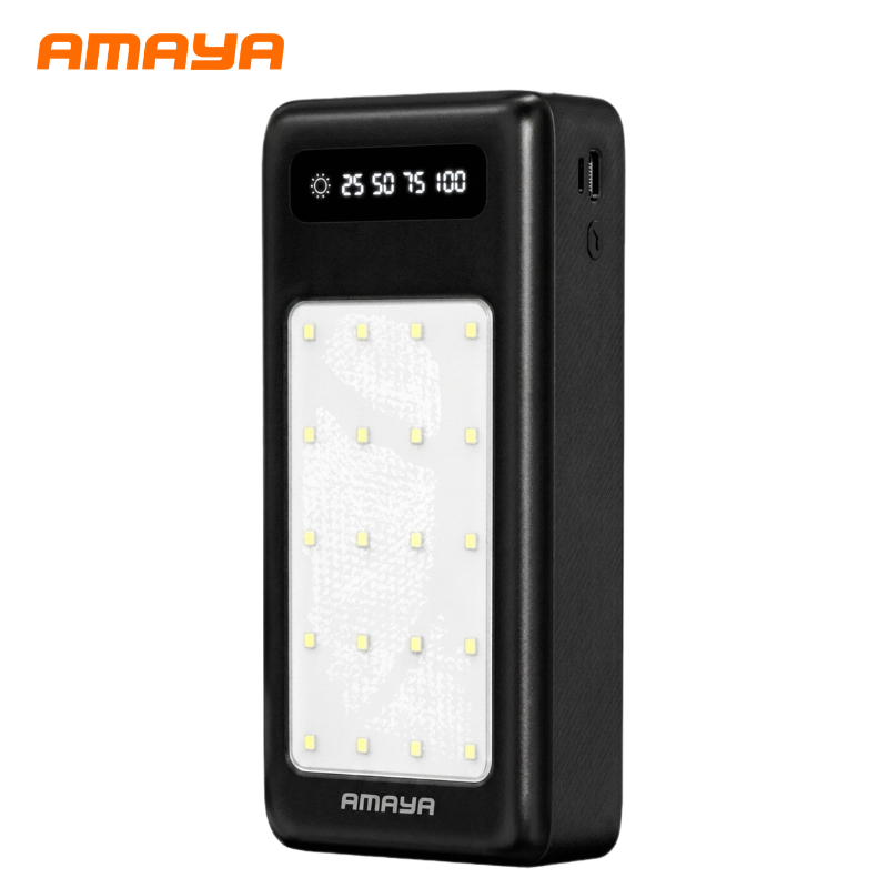AMAYA 20,000mAh Powerbank with Multi-Cable Design & Smart LED Percentage Indicator, Heavy-Duty Power Bank for Android and iOS Smartphones, Built-in LED Camping Lantern for Emergency Lighting