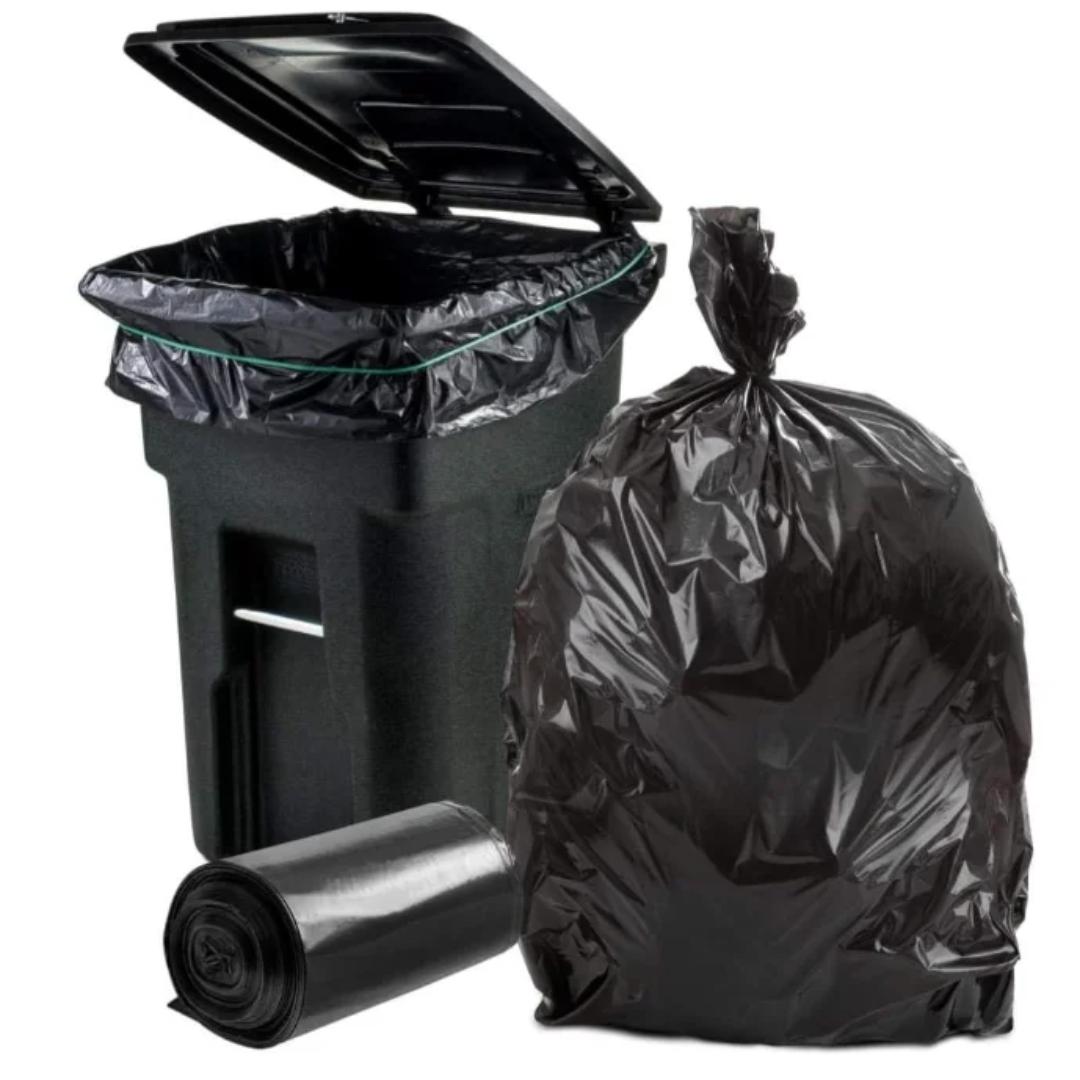 50PCS Medium Black Trash Bags 61×91cm / 24×36 Inches, Tall Kitchen Garbage Bags, Heavy Duty Disposable Bin Liners, Strong Leak-Resistant Waste Disposal Bags for Home, Kitchen, Office & Cleaning