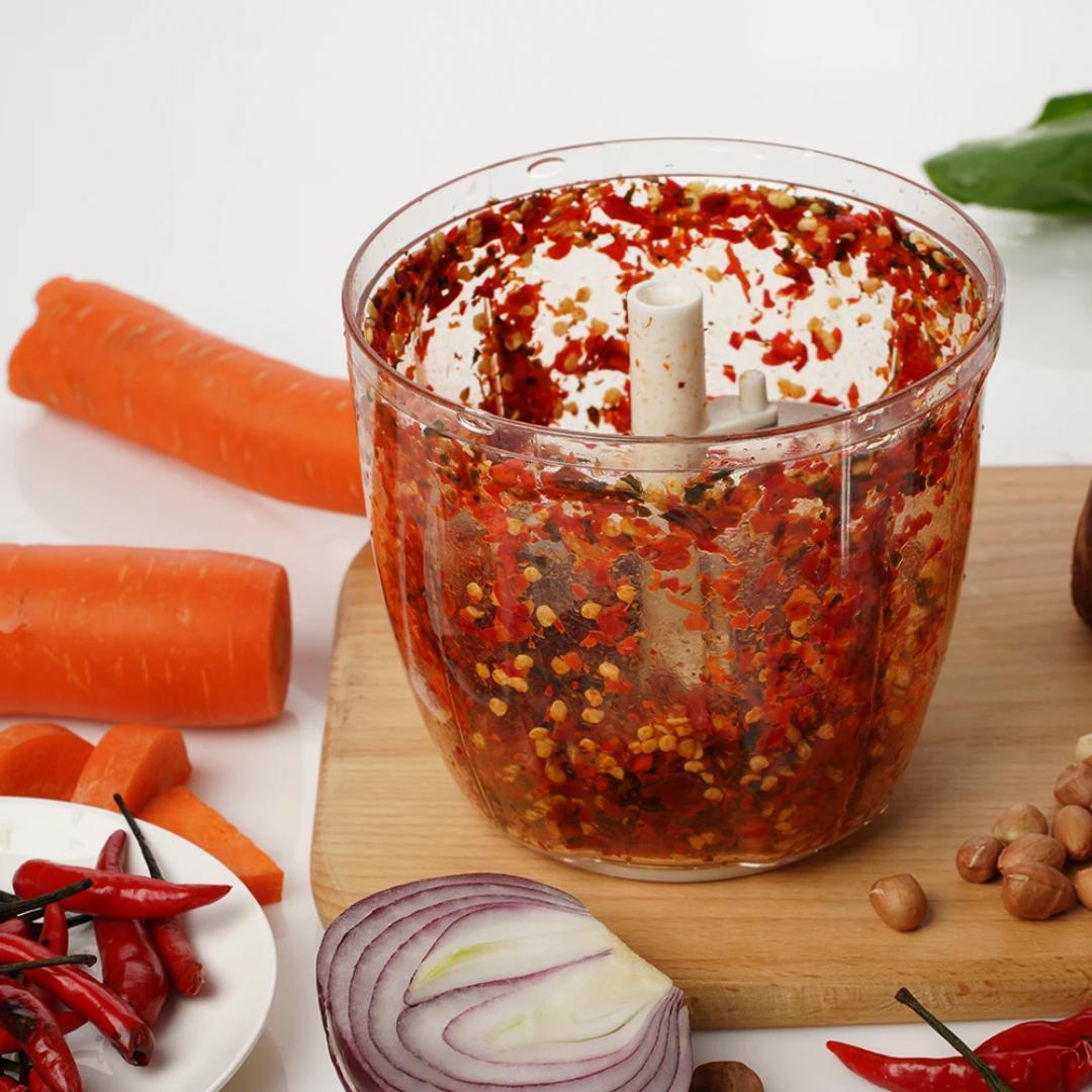 Manual Spin Cutter Vegetable & Fruit Chopper – Pull String Food Processor