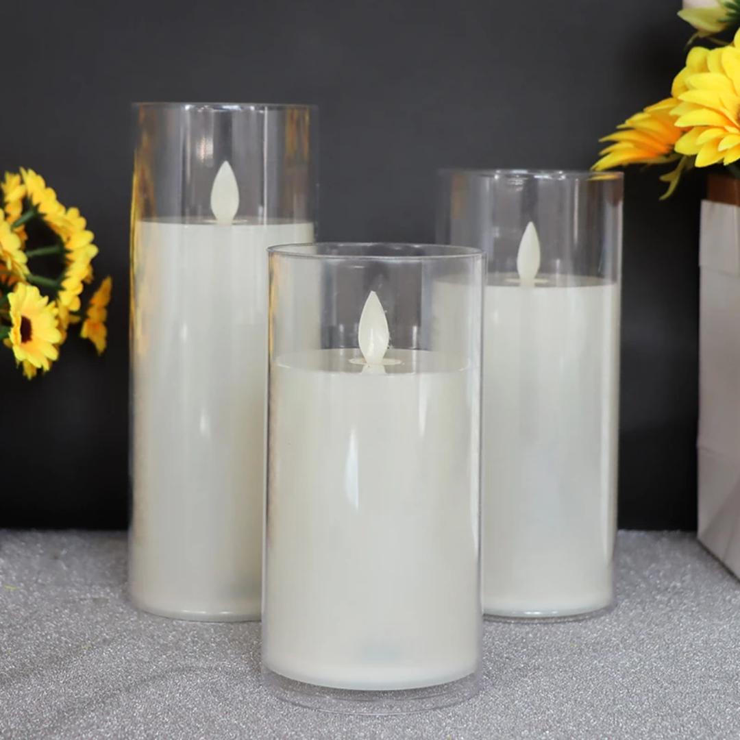 3-in-1 Flameless LED Candle Set – Realistic Flickering Warm Light Decorative Candles. Create a warm and cozy romantic environment with this 3 in 1 led flameless candle set.