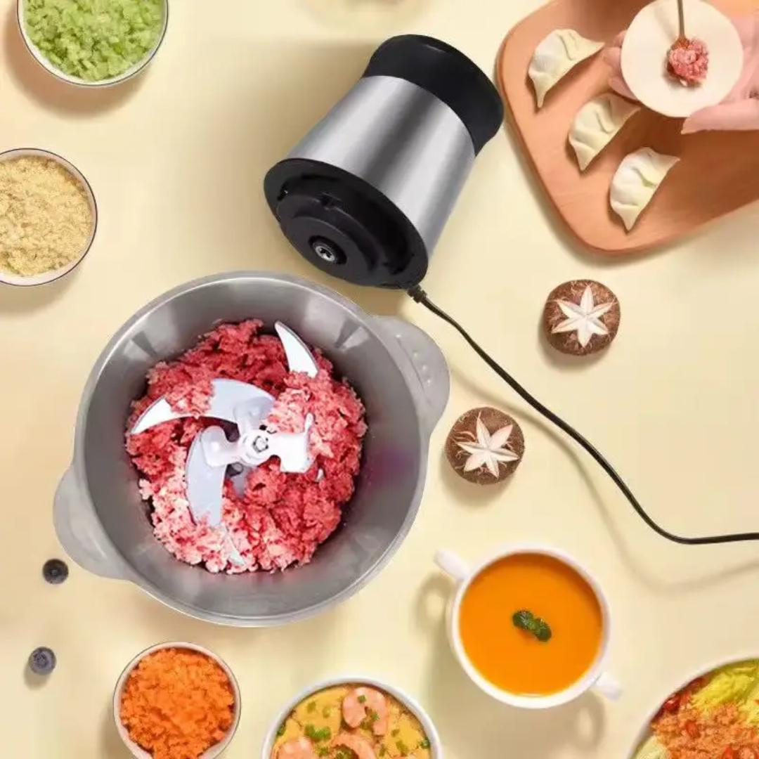 2L Stainless Steel Electric Food Chopper 1000W – Multifunctional Meat Grinder, Vegetable Cutter, Food Processor with 4 Sharp Stainless Steel Blades