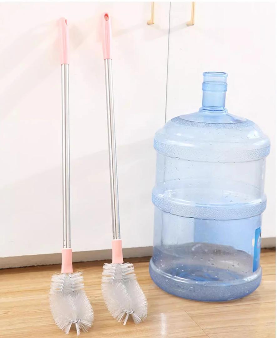 Bent Gallon Cleaner Brush Long Handle Curved Head Bottle Washing Scrubbing Brush for Water Gallons, Jugs, Bottles, Jars and Deep Containers