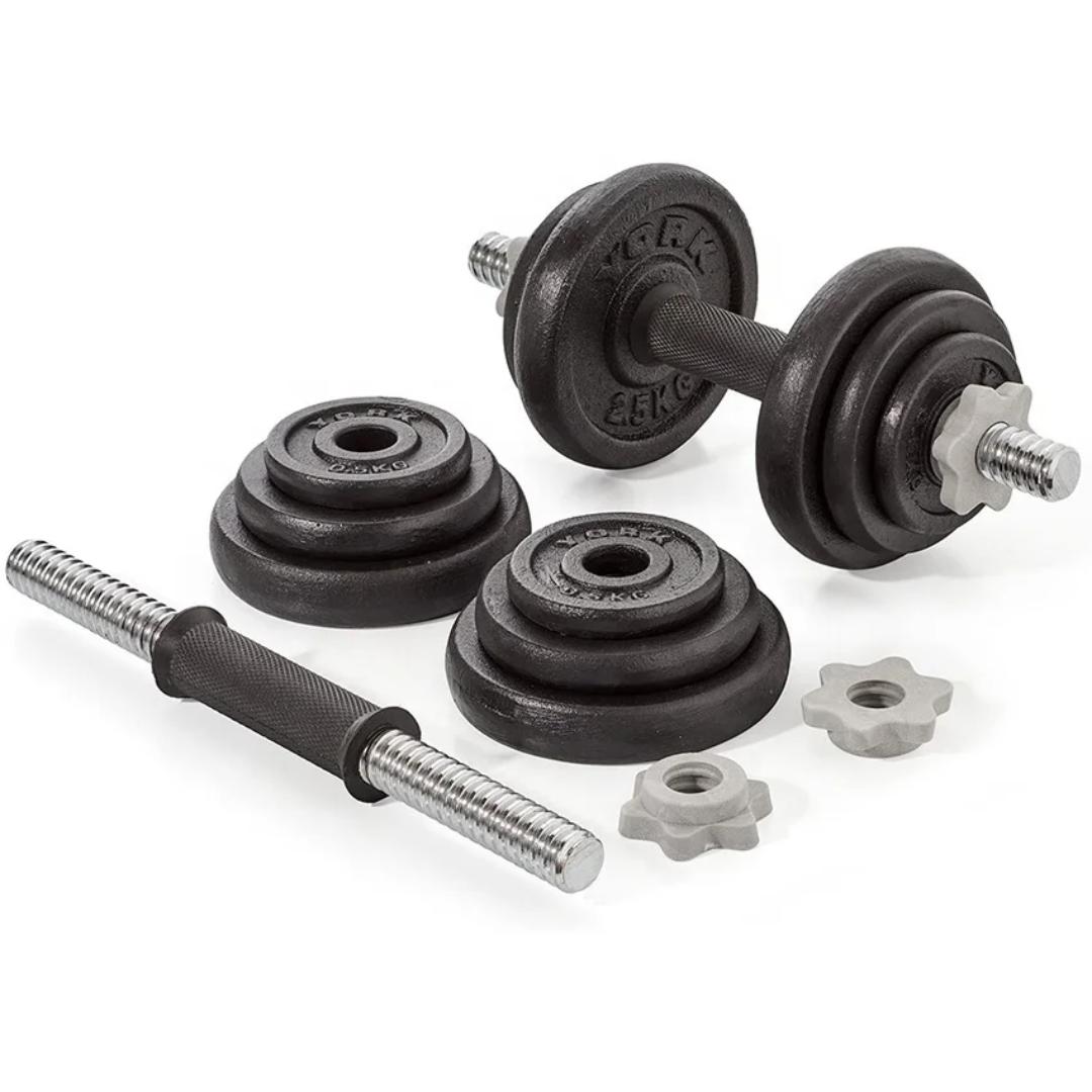 50KG Adjustable Cast Iron Dumbbell & Barbell Set with Interchangeable Weight Plates, Spinlock Collars, Connecting Bar, Steel Handles and Durable Plastic Carry Case for Home Gym Strength Training