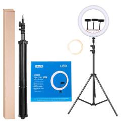 18-Inch LED Ring Light with Adjustable Stand, 3 Lighting Modes, Remote Control, 3 Phone Holders for Makeup, Photography, TikTok, YouTube & Live Streaming