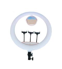18-Inch LED Ring Light with Adjustable Stand, 3 Lighting Modes, Remote Control, 3 Phone Holders for Makeup, Photography, TikTok, YouTube & Live Streaming