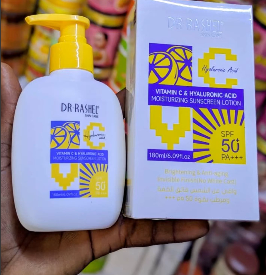 Dr. Rashel Vitamin C & Hyaluronic Moisturizing Sunscreen with Hyaluronic Acid,Vitamin C - Brightens the complexion, fades dark spots, and reduces hyperpigmentation