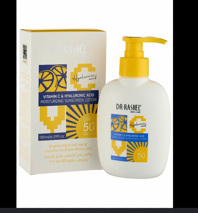 Dr. Rashel Vitamin C & Hyaluronic Moisturizing Sunscreen with Hyaluronic Acid,Vitamin C - Brightens the complexion, fades dark spots, and reduces hyperpigmentation