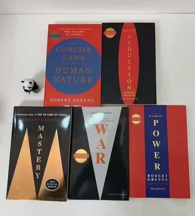 5 book series/set. The 48 Laws of Power, The law of human nature, Mastery and War and  Energy Temptatio